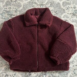 Lululemon Cinchable Fleece Zip-Up in Red Merlot